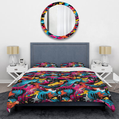Popart Neon Graffiti Fusion I Duvet Cover