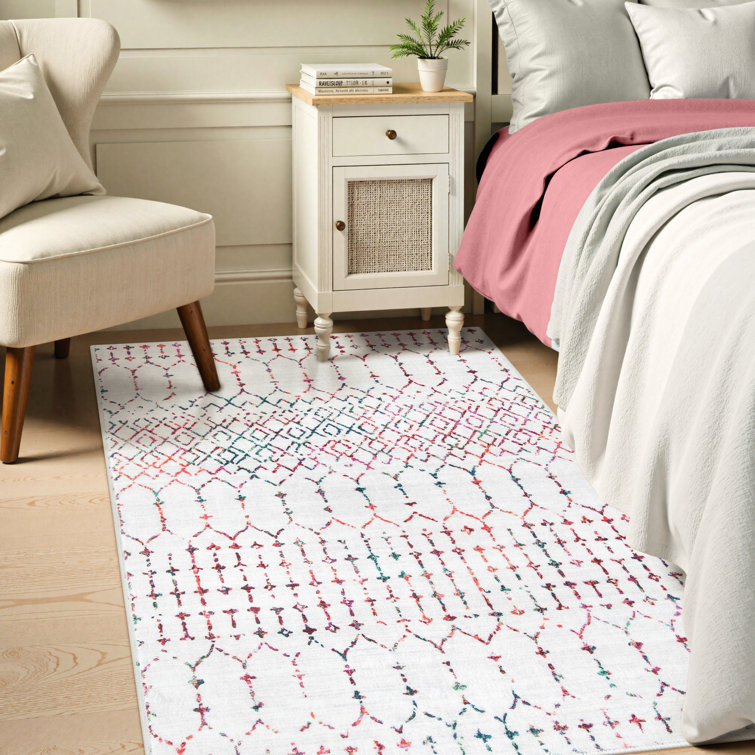 Keyniah Moroccan Machine Washable Area Rugs with Non-Slip Backing for Dining Room Office Entryway