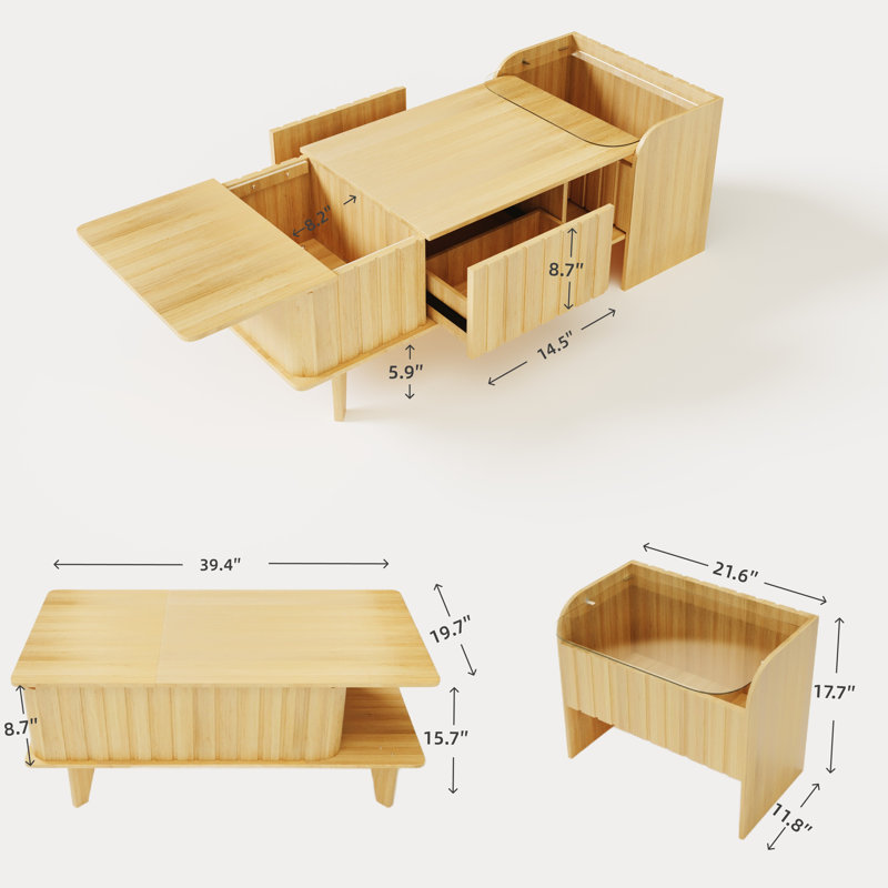 Table basse extensible avec table d'appoint