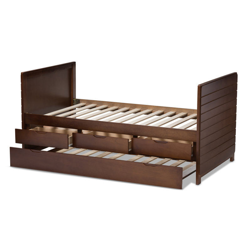 Keighly Daybed with Trundle Bed, Walnut Brown