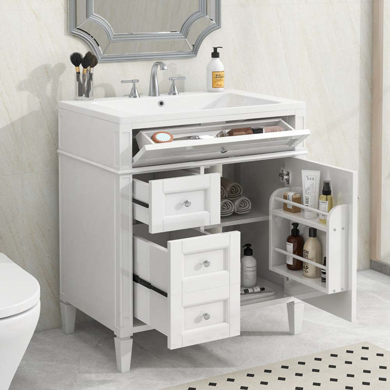 Meuble-lavabo simple 30,11 avec comptoir, Blanc