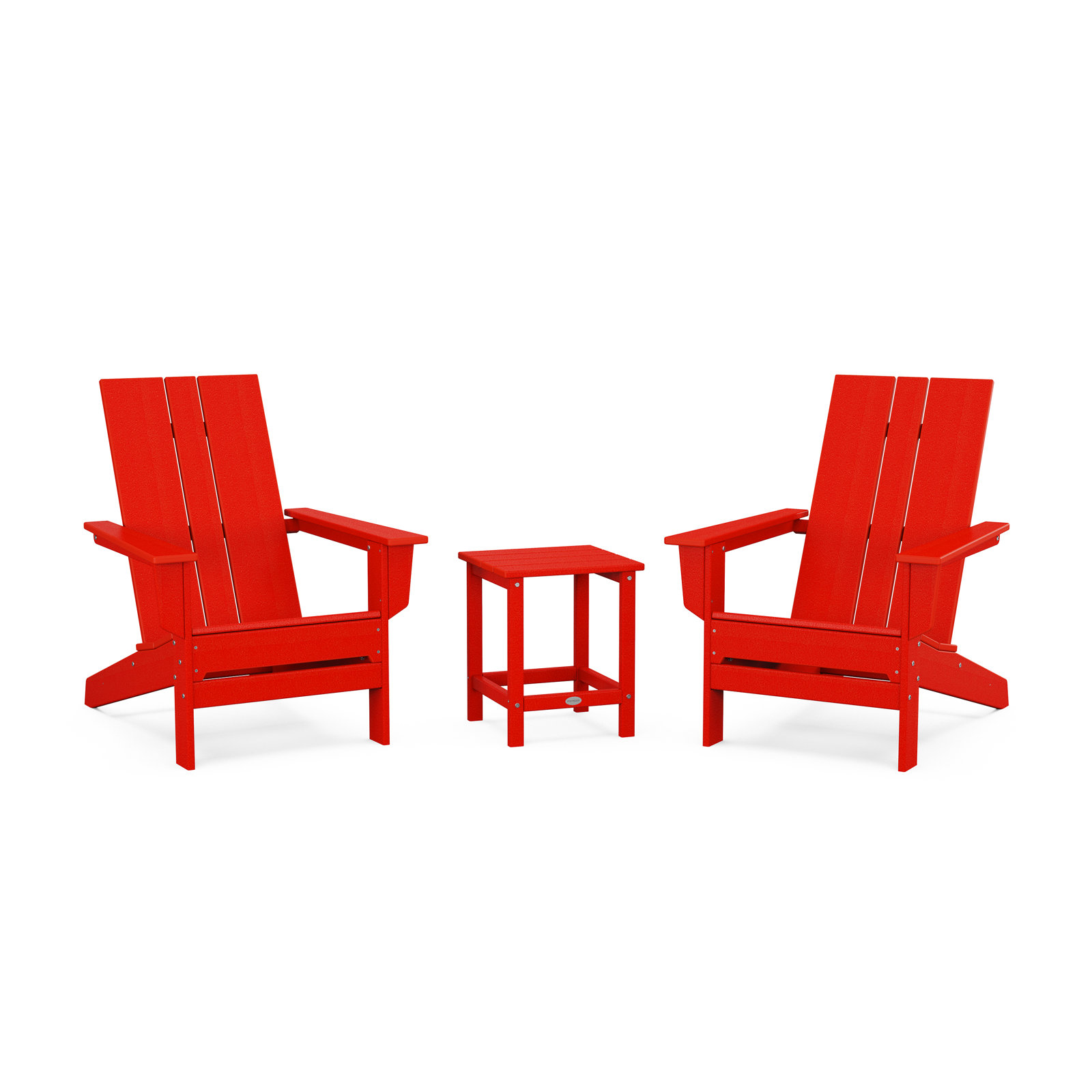 POLYWOOD x AllModern Adirondack Chairs with Table, Sunset Red