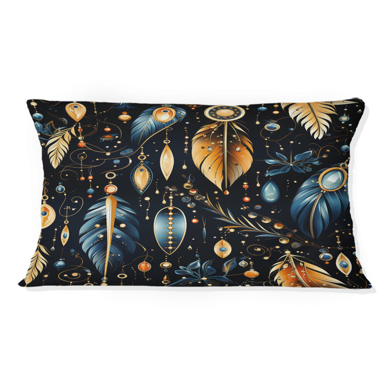 Blue Boho Chic Feathers Charms - Coussin décoratif Abstract Coral Reef Multicolor Azure - Coussin décoratif