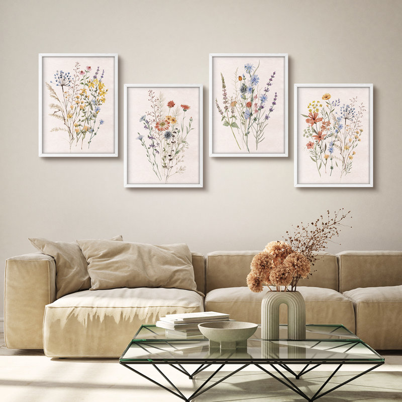 Fleurs sauvages, art moderne, impressions encadrées, affiches, petit art mural, H 14 po x l 11 po, Blanc