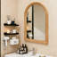 Miroir mural arqué avec cadre en bois, H 35,43 "x l 23,62" miroir décoratif rustique pour salle de bain / meuble-lavabo / salon (finition chêne naturel)