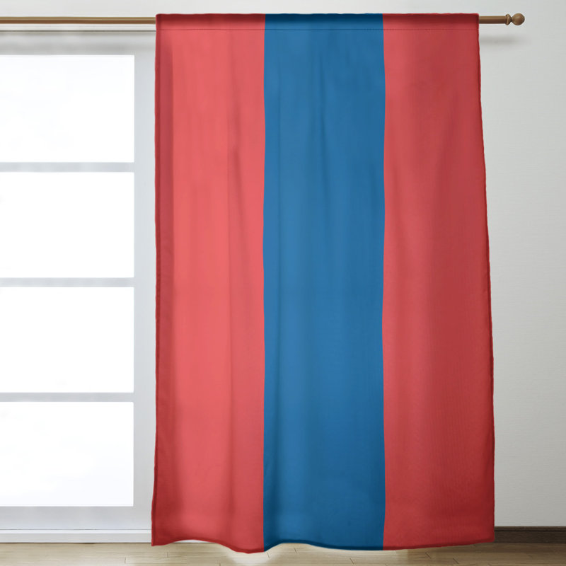 Striped Room Darkening Rod Pocket Single Curtain Panel, Los Angeles Baseball Red/Dodger Blue/Red