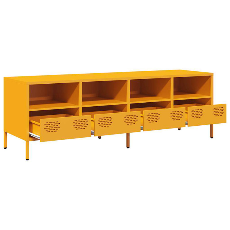 Daumantas Unfinished TV Stand for TVs up to 24", Mustard yellow