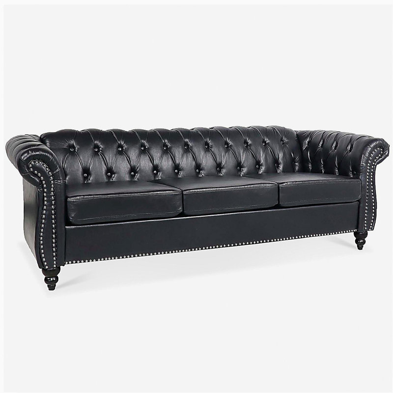 Canapé Chesterfield 84,65 po., Noir