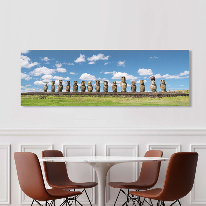 Moai Statues In Rapa Nui, Chile by Pangea Images - Wrapped Canvas Print, 40cm H x 120cm W x 4cm D