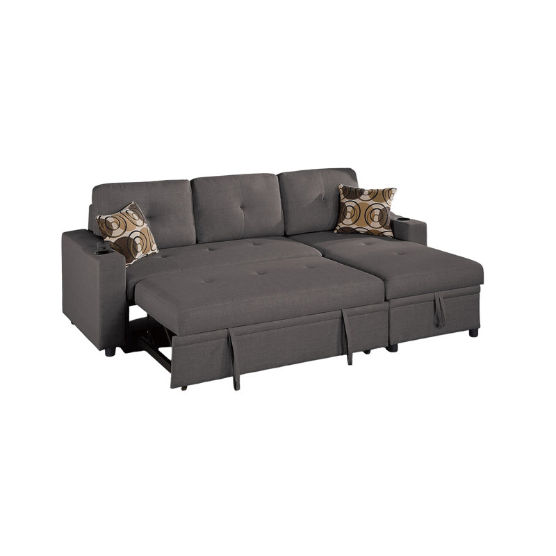 Canapé modulaire convertible en tissu Dorris, Tissu cendré noir