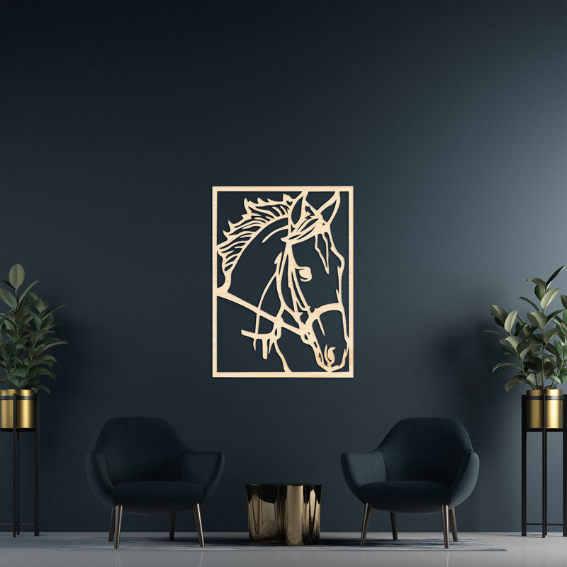Art mural rectangulaire avec cheval - ACM, Noir, H 32 po x l 23,6 po x P 0,25 po