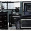 Table de chevet glamour noire avec 2 tiroirs et motifs d'alligator artificiels pour la chambre à coucher-2090825372