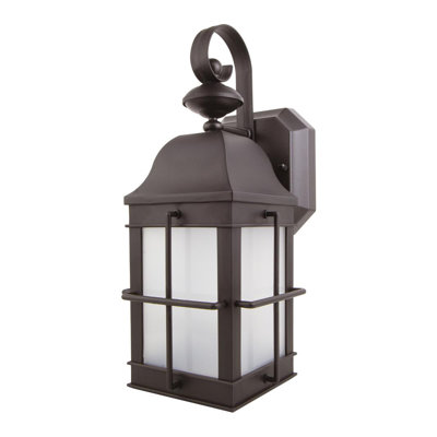 New Town Security Wall Sconce with Frosted Acrylic Lens, Dusk-To-Dawn and Motion Sensor