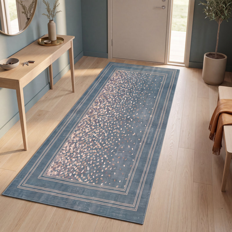 Tapis Indigo2 moderne à motif mosaïque mouchetée abstraite, turquoise, beige, gris, brun, blanc, lavable à la machine, antidérapant, à poils courts, pour l'intérieur et l'extérieur, adapté aux animaux domestiques, idéal pour le salon, la chambre, la salle à manger, l'entrée, le couloir ou le bureau.