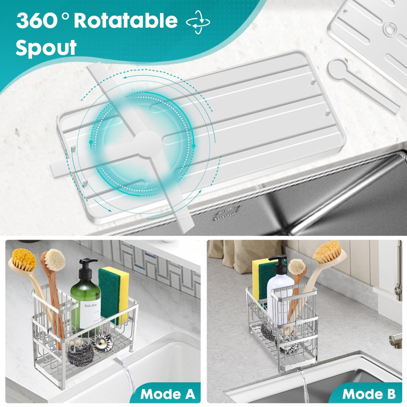 Sink Caddy Organiser Kitchen Sink Tidy Organizer, Silver