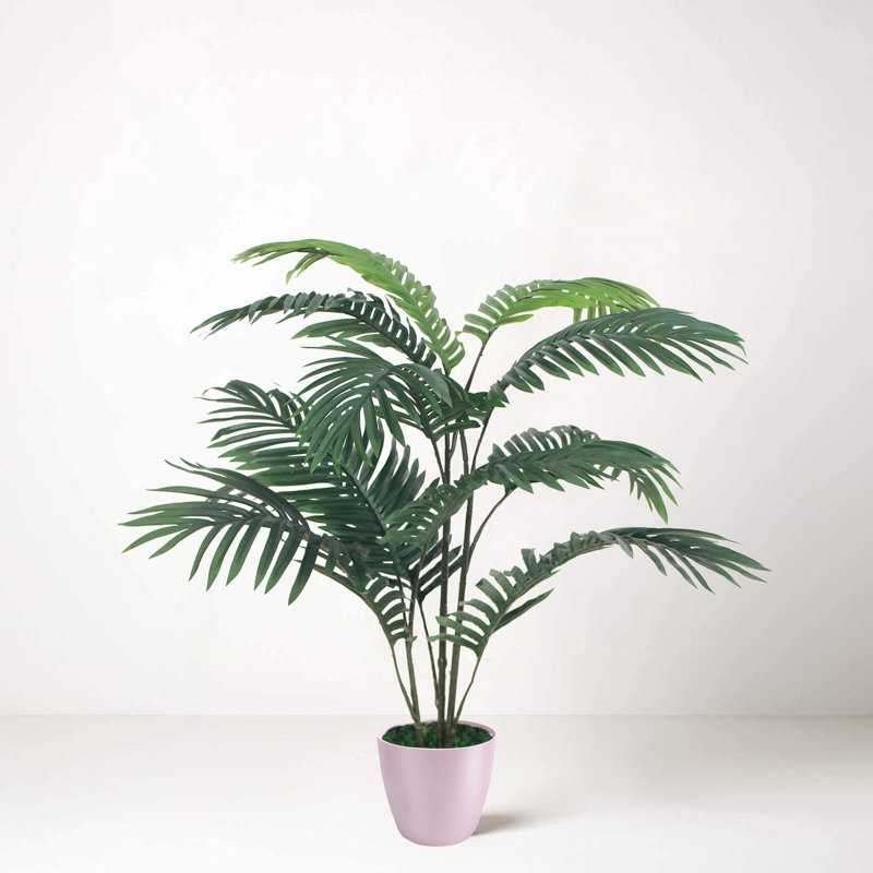 Faux Palm Plant in Planter, Pink, 90cm H x 75cm W x 20cm D