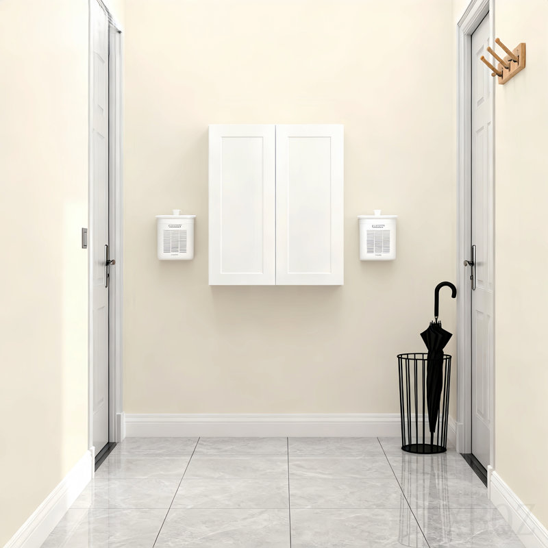 Armoire murale en bois massif blanc Shaker avec portes à fermeture douce, tablettes réglables - rangement à double porte de 24 po pour la cuisine, la salle de bain, la buanderie, le garage (assemblage facile, l 24 po x P 12 po x H 42 po)