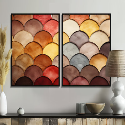Boho mosaïque colorée festonnée - art mural mosaïque Boho