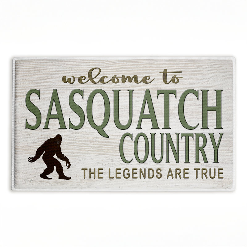  Tapis de bain antidérapant Sasquatch Country Legends Are True, Vert, Texte et chiffres