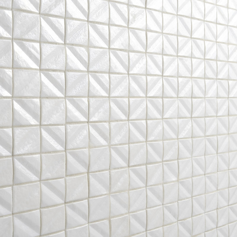 Carreau de mosaïque en verre 11,5 po x 11,5 po Argent, Satin