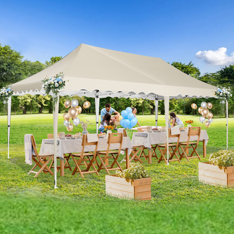 10'x20' Pop Up Canopy Tent,Outdoor Canopy with Wheeled Bag,for Parties,Wedding,Backyard,Camping, Khaki