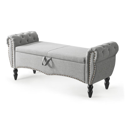 Button Tufted Storage Bedroom Bench