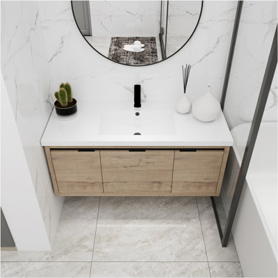 48 Inch Bathroom Cabinet With Sink,Soft Close Doors and Drawer,Float Mounting Design,48x18(KD-Packing)