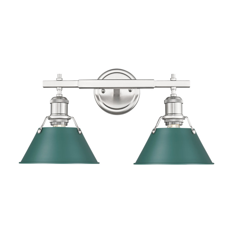 Orwell 2-Light Vanity Light in Pewter with Pine Green, Pewter