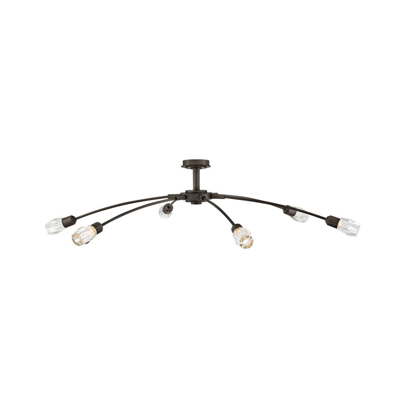 Atera 6 - Light Steel Dimmable Sputnik Modern Linear Chandelier, 10" H x 60" W x 60" D, Black Oxide