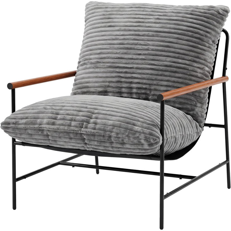 Fauteuils de salon, fauteuil surdimensionné en velours côtelé, Grey Corduroy