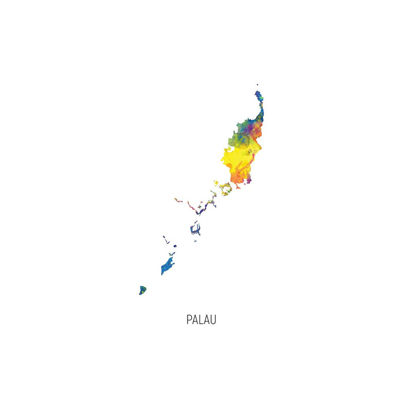 Palau Map by Michael Tompsett - Wrapped Canvas Print, 66.04 cm H x 45.72 cm W x 3.175 cm D