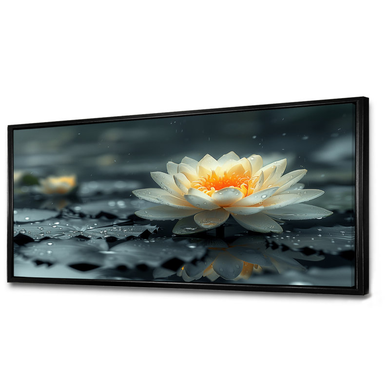 Roberson, impression d'art mural Lotus, H 28 po x l 60 po, Cadre flottant noir