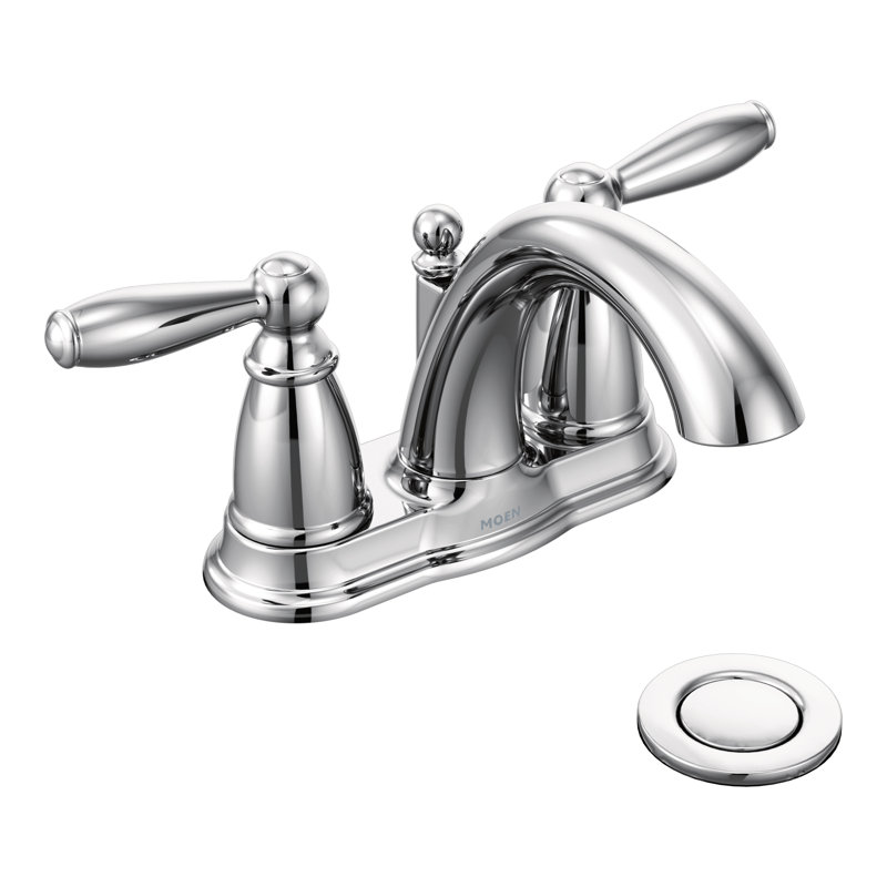 Robinet de salle de bain central avec ensemble de drain Moen Brantford, Chrome