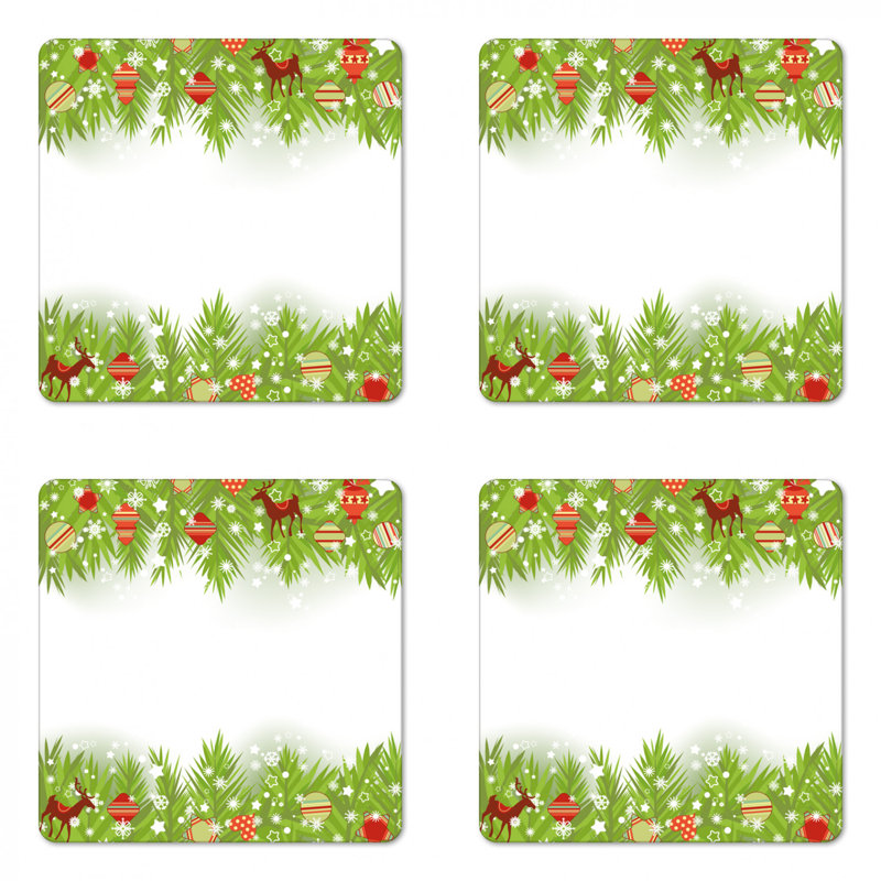 Ensemble de 4 sous-verres de noël avec flocons de noël et coeurs ambesonne, ensemble de 4 sous-verres de noël, taille standard, multicolore, taille standard, multicolore
