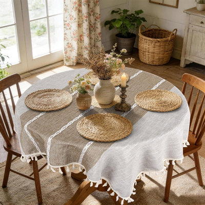 Petite housse de table boho carrée, lin printemps pour table basse ronde, housse de table de chevet, dessus de housse de couloir de commode, décor maison de campagne rustique d'été