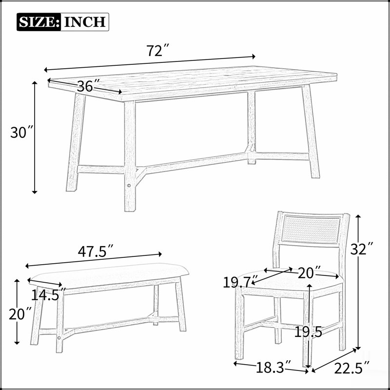 Ensembles de table de salle à manger 6 pièces