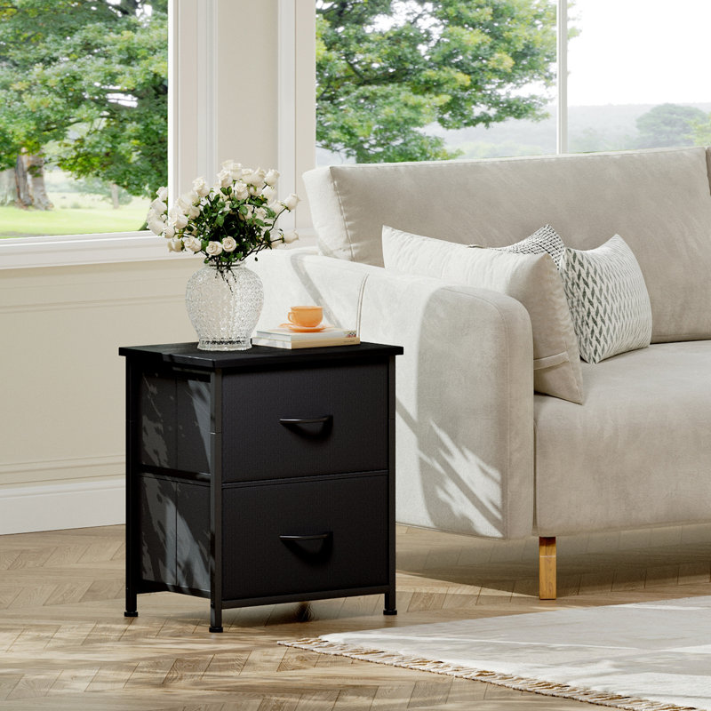  Table de chevet, petite commode à 2 tiroirs Boutique, table de chevet légère et portable pour chambre d'enfant, placard, chambre d'amis, noir