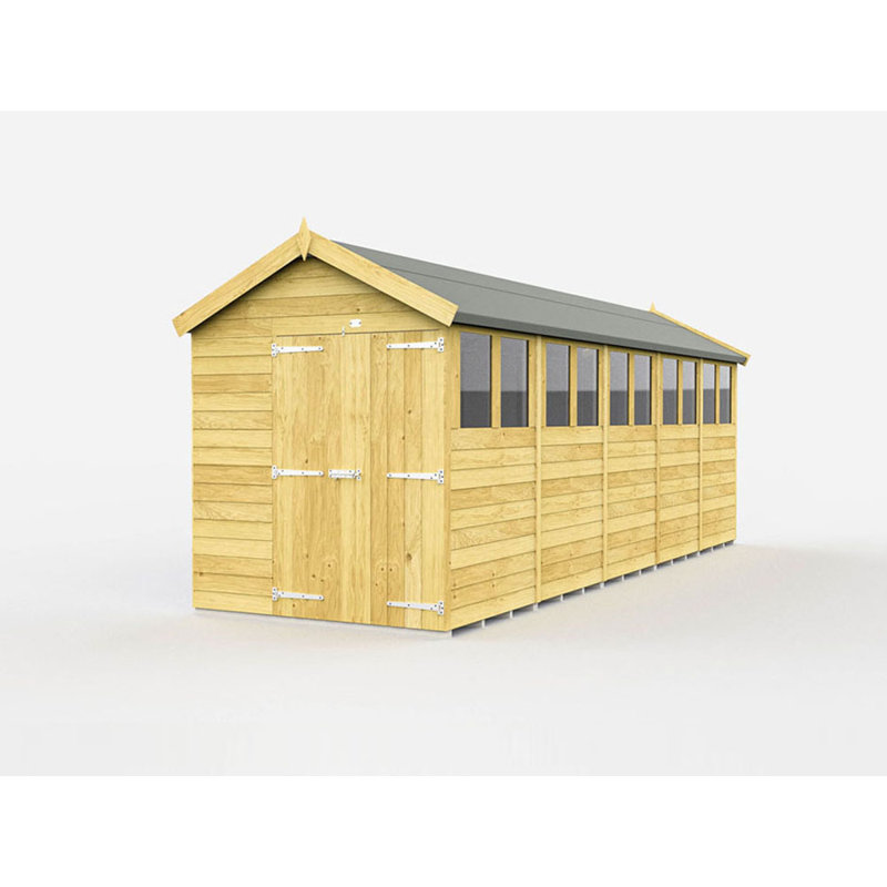 6ft x 20ft Apex Shed - Double Door with Windows