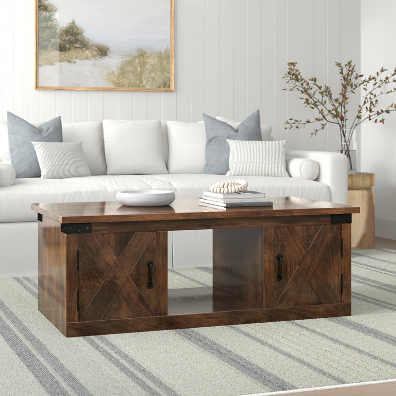 Table basse Horgeford Farmhouse 48 po, aucun assemblage requis, Whisky vieilli