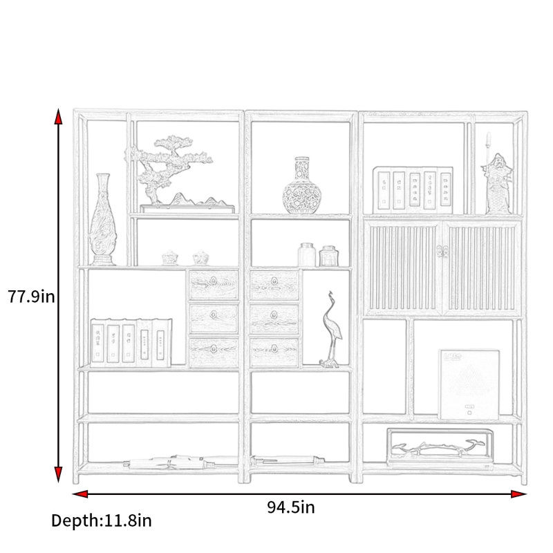 New Chinese Retro Style Bookcase