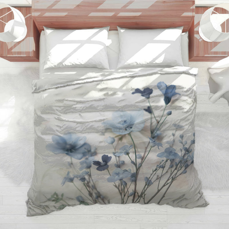 Delicate Blue Flowers Comforter, Twin
