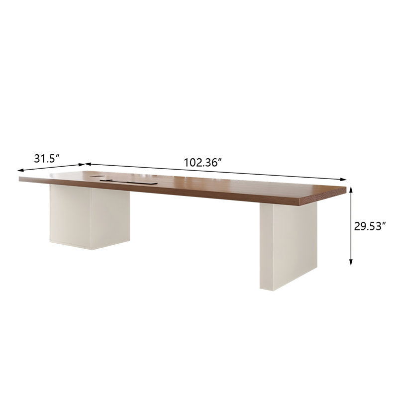 Bureau de direction 102,36 "en bois massif luxueux et haut de gamme, H 29,53 po x l 102,36 po x P 31,5 po