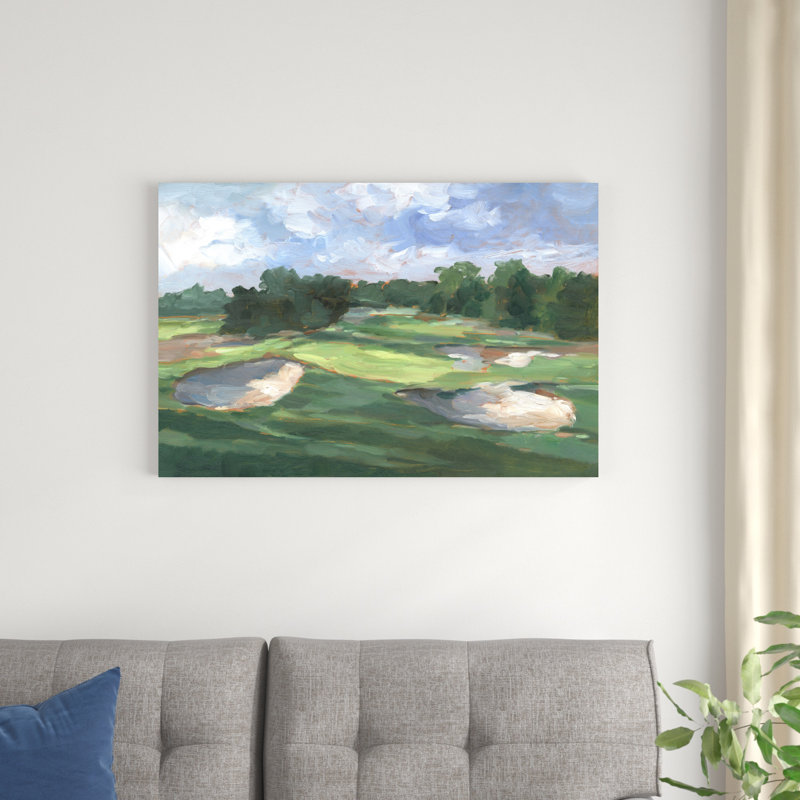 Étude de terrain de golf III par Ethan Harper - reproduction, H 24 po x l 36 po, Noir, Impression encadrée avec passe-partout