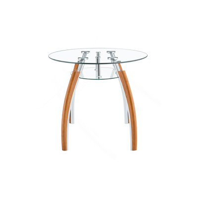 Modern Oval Glass Coffee Table with 2-Tier Storage Shelf, Double-Layer Tempered Glass Top, Electroplated Metal & Solid Rubber Wood Legs for Living Roo