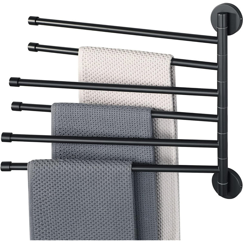 Stainless Steel Swivel Towel Rack with 6 Folding Arms