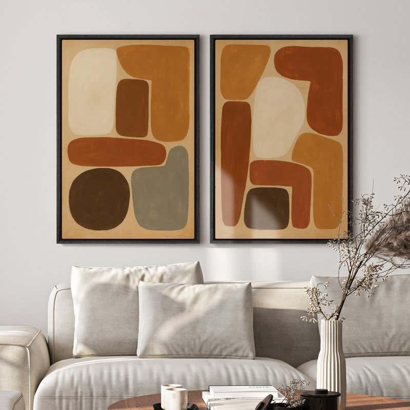 Framed Canvas Wall Art - Vintage Abstract Wall Prints for Bedroom, 36" H x 24" W, Black