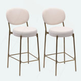 29'' Upholstered Bar Stools Velvet Counter Stool With Backrest & Footrest Set Of 2 Round Dining Chairs For Kitchen