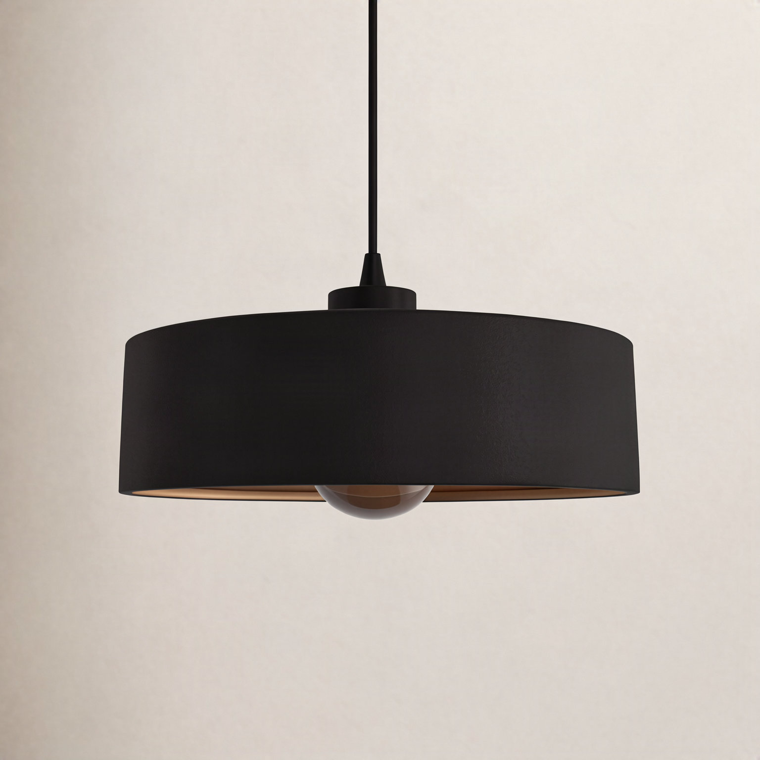 Colgate Single Light Ceramic Dimmable Pendant, Champagne Gold, Matte Black