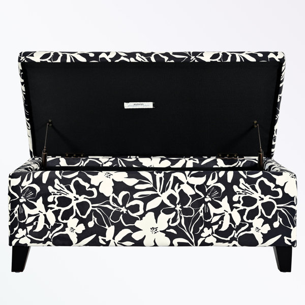 Lark Manor™ benches with Patterned Fabric and flip top storage | Wayfair