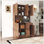 Armoire de cuisine haute avec 6 portes, tablettes ouvertes et tiroir